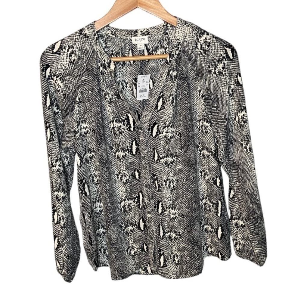 NWT J. Crew Snakeskin Button Up Blouse - Picture 2 of 11